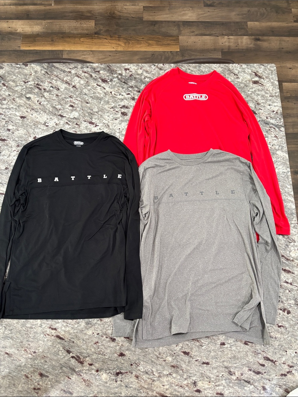 Battle Sports football Long Sleeve Shirts - Black, Gray, Red